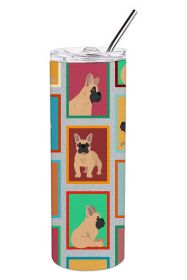 Lots of Fawn French Bulldog Stainless Steel Skinny Tumbler Vacuum Double Walled Reusable Insulated Tumbler Travel Cup for Coffee Cocktails Gift w