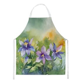 Colorado Rocky Mountain Columbine in Watercolor Apron Cooking Kitchen Server Baking Crafts Gardening for Adult Women Men, Unisex, Large, Multicol