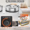 VEVOR Electric Soup Warmer, Dual 7.4QT Stainless Steel Round Pot 86~185°F Adjustable Temp