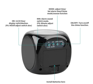 LED Projection Alarm Clock Digital LCD Display Voice Talking Weather Snooze USB (Color: Black)