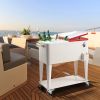 80 Quart Rolling Cooler Cart Portable Patio Party Beverage Ice Chest with Shelf and Bottle Opener Outdoor Drink Cooler Trolley for Backyard BBQ Pool G
